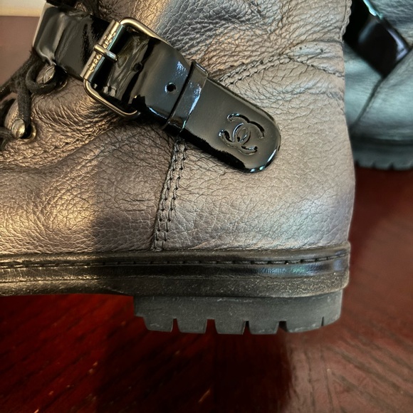 Chanel Patent Leather Cap Toe Combat Boots - Picture 7 of 10